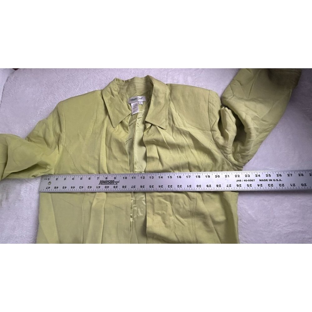 Coldwater Creek Womens Green Silk Linen Open Front Blazer Jacket Large Casual - Picture 6 of 8